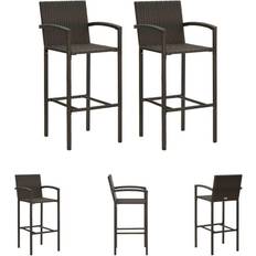 Barhocker The Living Store Barhocker 2 Stk. Braun Poly Rattan - Gartenstühle