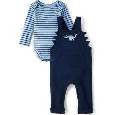 The Children's Place 1-3M Bodysuits The Children's Place Baby Boys' and Newborn Overall Set, Blue Dino