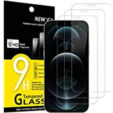 New'C 3 Pack, skärmskydd i glas för IPhone 12 Pro Max 6,7 Tum bubbelfri, 9H hårdhet, 0,33 mm ultratransparent, ultrabeständigt härdat glas