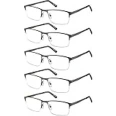 Rektangulära Läsglasögon Eyecedar 5-pack herr ramstil rektangulär rostfritt stål material metall gångjärn fjäder inkluderar 1,50