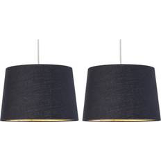 First Choice lighting Set of 2 Zoey - Black with Gold Inner Easy Fit or Shades Pendant Lamp