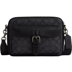 Leather - Unisex Crossbody Bags Coach Warner Crossbody Bag In Signature Canvas - Gunmetal/Charcoal/Black