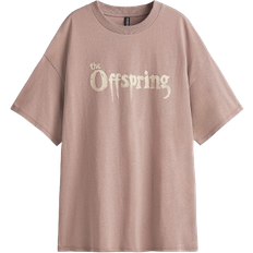 Brown - Women T-shirts H&M Oversized Printed T-shirt - Taupe/The Offspring