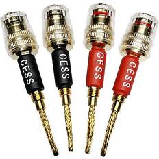 CESS-220 Pin Banana Plug to 4mm Female Banana Jack/Speaker Wire 4 Pack