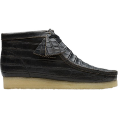 Black - Men Moccasins Clarks Wallabee M - Black Crocodile Distress