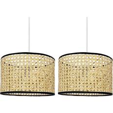 First Choice lighting Set of 2 Kona Natural Rattan 25 cm Easy Fit Shades Pendant Lamp