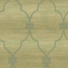 Wallquest Striped Scroll Green Teal Wallpaper Classic Stylish Acrylic Coated