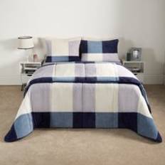 OHS Teddy Gingham Coverless 10.5 Duvet & Pillowcases, Navy - Bed Linen Blue