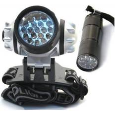 B&Q 19 & 9 Led Headlamp And Flashlight Set Aluminium Torch Pocket Ultra Bright Light Waterproof Lamp One Size