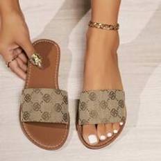Summer shoes Shein Women's Flower Pattern Slide Sandals, Casual Open Toe Summer Shoes, Lightweight Slide Sandals