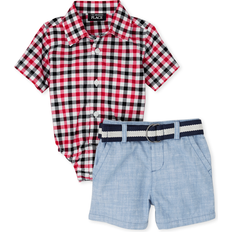 The Children's Place 18-24M Other Sets The Children's Place Baby Boys Sleeve Button Down and Shorts 2-Piece Set, Americana Gingham, 0-3 Months