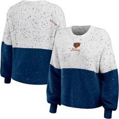 Sweaters Wear by Erin Andrews Women's WEAR by Erin Andrews White/Navy Chicago Bears Lighweight Modest Crop Color-Block Pullover Sweater