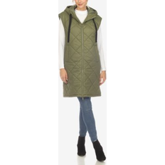 White Mark 8931-06-M Womens Diamond Quilted Hooded Puffer Vest, Olive