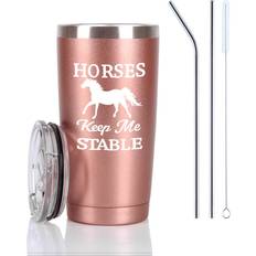 Rose Gold Cups & Mugs Horses Keep Me Stable Tumbler 20 Oz Insulated Stainless Steel - Rose Gold Travel Mug