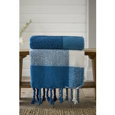 180.0 cm Blankets Deyongs York SuperSoft Yarn Dyed Jacquard Throw - cm x cm Blankets Blue (180x130cm)