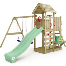 Wickey Wickey Spielturm MultiFlyer mit Holzdach und Matschküche Pastellgrün