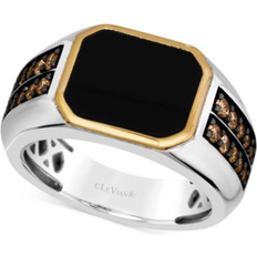 Le Vian Chocolatier Men's Onyx & Chocolate Diamond 1/2 ct. t.w. Sterling Silver & 14k Gold Silver 10 1/2