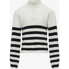 Sort Bluser & Tunikaer Børnetøj Kids Only Trøje kogFranca Half Zip L/S Stripe Hvid