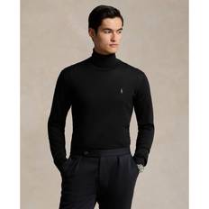 Laine mérinos Hauts Merino Knitted Rollneck Polo - Black