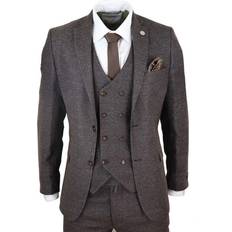 Truclothing Double Breasted Tweed 3 Piece Suit - Brown