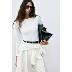 Bodys H&M Damen Body mit U-Boot-Ausschnitt Weiß