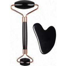 Gua Sha & Facial Massage Rollers Shein Black MultiFunctional Resin Facial And Eye Massager Roller Set DualHead Gua Sha Scraping Massage Stick Face Roller Beauty Tool For Daily Skinca