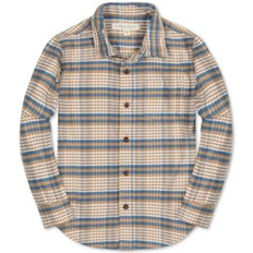 Organic Cotton Shirts Children's Clothing Hope & Henry Boys Organic Long Sleeve Plaid Flannel Button Down Shirt with Elbow Patches Foliage plaid XXSmall