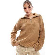 Selected Femme Half Zip Jumper - Tan