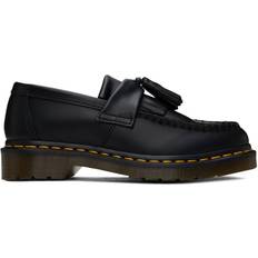 Adrian Yellow Stitch Smooth Leather Tassel Loafers - Black