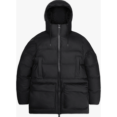 Rains Alta Long Puffer Cargo Jacket - Black