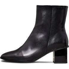 Calvin Klein Dame Støvler Calvin Klein Leather Square Toe Ankle Boots Black