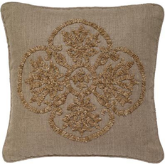 Linen Cushion Covers Mcguire Boucle Embroidery Linen Pillow 20.0 H x 20.0 W x 4.0 D in Brown/Yellow Down/Feather/Cotton in Cushion Cover Beige