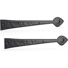 XFORT 385 mm Black Antique Hinge Front, Leaf Design Cast Iron Gate Hinge 1 Pair