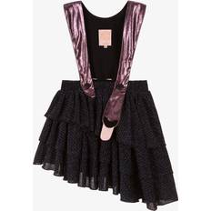 Rayon Skirts Children's Clothing Wauw Capow Girls Black Shimmery Tiered Ruffle Skirt