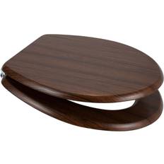 Euroshowers MDF Walnut Brown Bottom Fix Toilet Seat