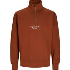 Jack & Jones Text Half-Zip Sweatshirt - Brandy Brown