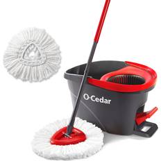 Cleaning Equipment O-Cedar Easywring Microfiber Spin Mop & Bucket Floor Cleaning System with 1 Extra Refill - Red/Gray