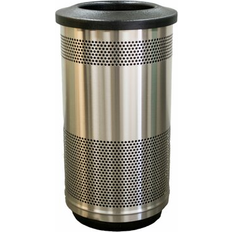 Witt Stadium Series Perforated Metal Receptacle 35 Gallon Trash Can 33.75 H x 18.5 W x 18.5 D in Gray/Black Stainless Steel in Silver