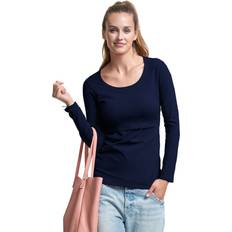 40 Degrees Maternity & Nursing Wear Boob Design Classic Organic Long Sleeve Maternity & Nursing Top Midnight Blue