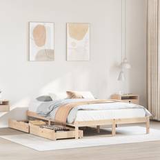 Senge & Madrasser vidaXL Uden Madras 135x190 cm Massivt Fyrretræ Hvid Sengeramme