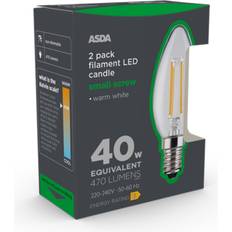 George LED Filament Candle 40W Small Screw Clear Lightbulb