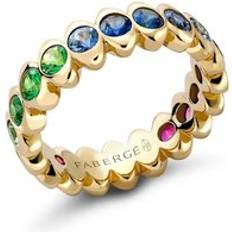 Colours of Love Cosmic Curve 18ct Yellow Gold Rainbow Multicoloured Gemstone Eternity Ring