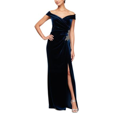 Evening Gowns - Velvet Dresses Alex Evenings Women's Velvet Off-The-Shoulder Gown Imperial