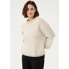 Dam - Natur - Stickade tröjor Kaffe KAellery Pullover Natur Größe für Damen