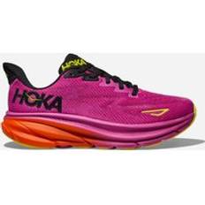 Hoka Women's Clifton Road Running Shoes in Fuchsia/Black