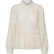 Natuurlijk Overhemden Vero Moda Vmobena L/S Lace Shirt - Wit