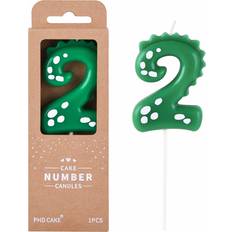 Party Cake Candles Cake Candles Dinosaur 2 Number Green