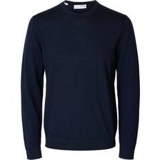 Selected Homme SLHTRAY LS KNIT MERINO CREW NECK NOOS, marinblå blazer