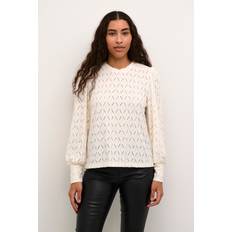 Dam - Natur Blusar Kaffe Lace Blouse Dam Långärmade Blusar Från Magasin Chalk