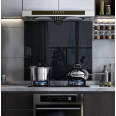 Black Splash Guards Belofay 60X75 Black Sparkles For Kitchen 6mm Tempered Heat Resistant For Cookers - One Size Splash Guard